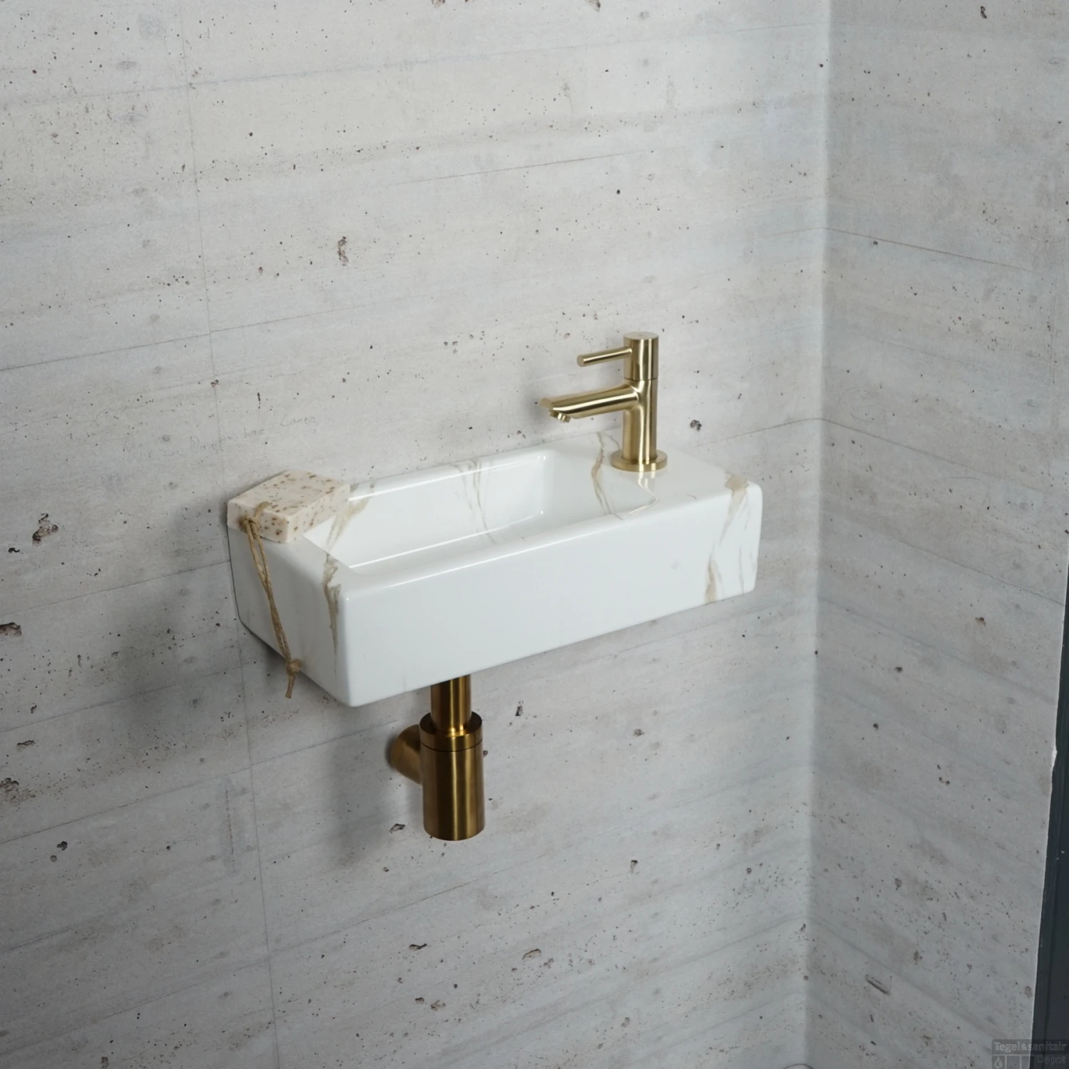 Fonteinset Carrara Marmerlook Wiesbaden Color Messing Goud (kraangat Rechts) 9 Fonteinset Carrara Marmerlook Wiesbaden Color Messing Goud (kraangat Rechts) - Afbeelding 7