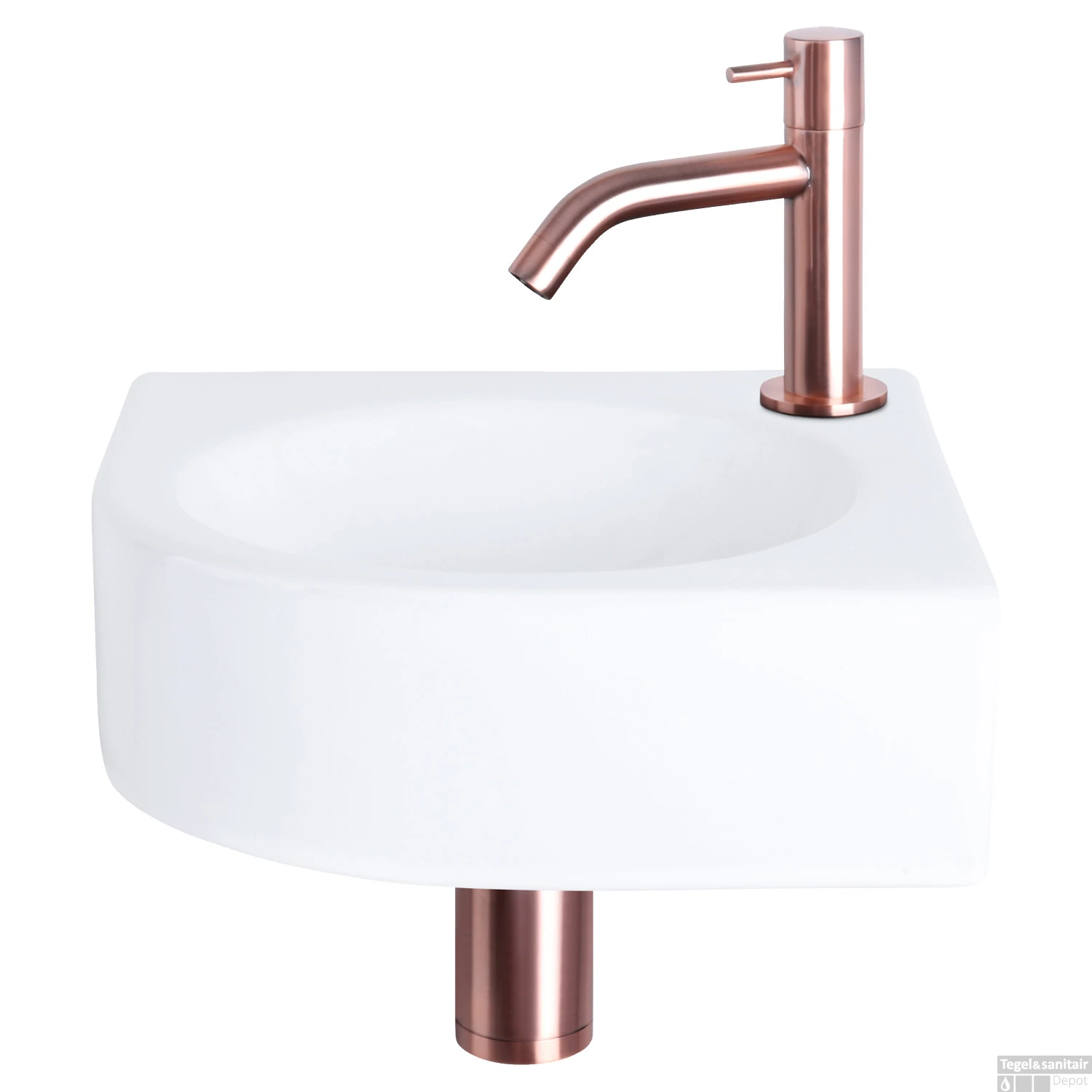 Fonteinset Differnz Cleo 30x30x10 Cm Keramiek Wit Met Kraan Gebogen Rood Koper 3 Fonteinset Differnz Cleo 30x30x10 Cm Keramiek Wit Met Kraan Gebogen Rood Koper