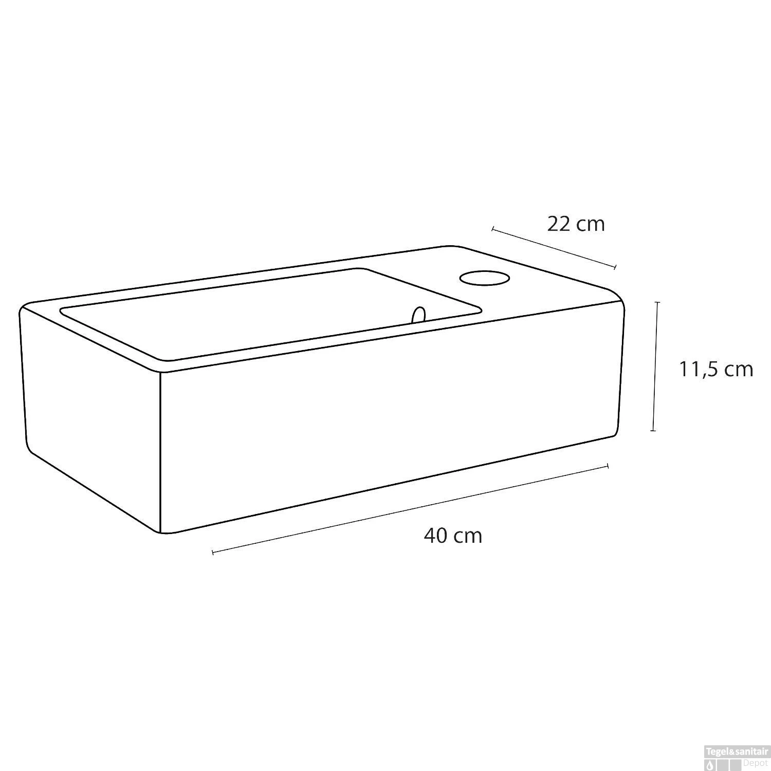 Fonteinset Differnz Force Keramiek 40x22x11.5 Cm Wit Met Gebogen Kraan Chroom - Afbeelding 5