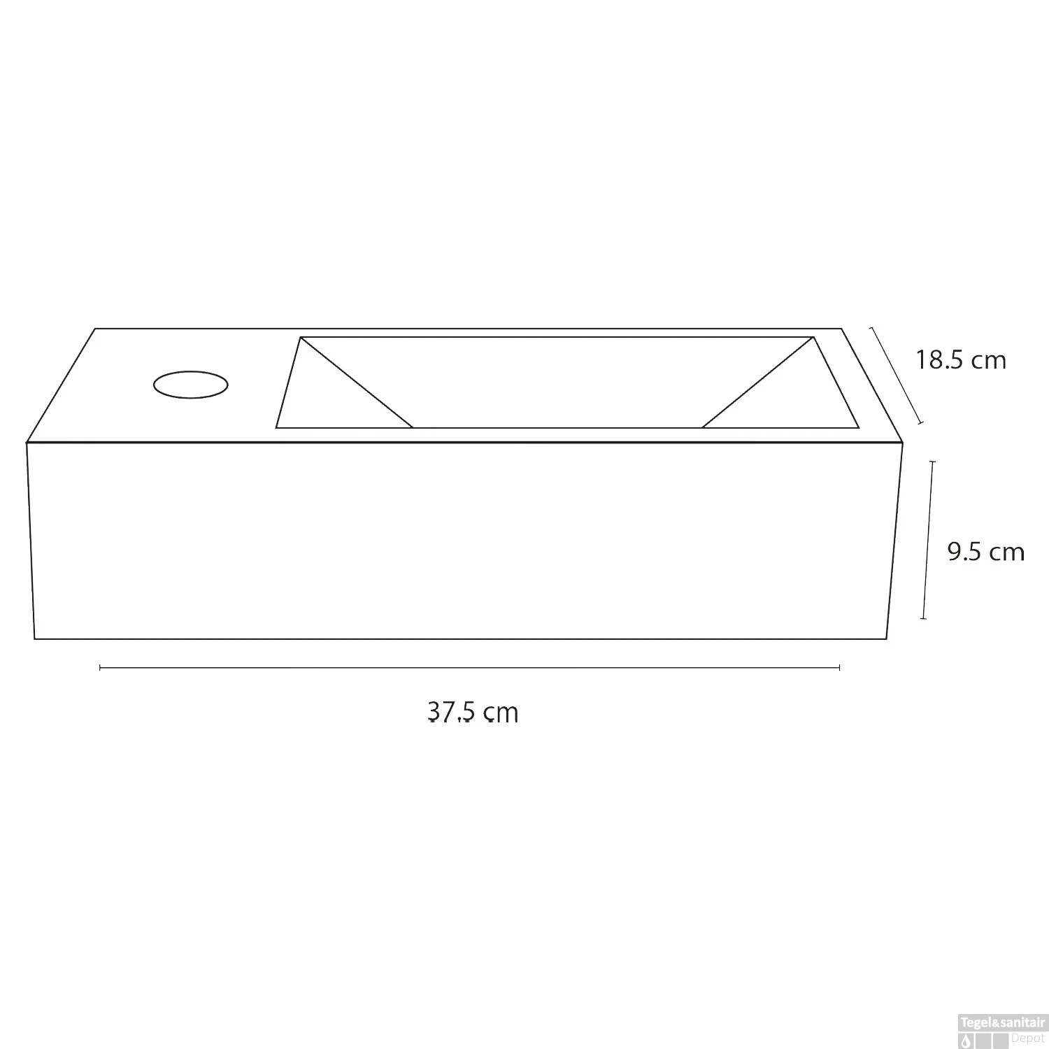 Fonteinset Differnz Helios Met Handoekrek 37.5x18.5x9.5 Cm Marmer Wit Met Rechte Kraan Links Mat Zwart 7 Fonteinset Differnz Helios Met Handoekrek 37.5x18.5x9.5 Cm Marmer Wit Met Rechte Kraan Links Mat Zwart - Afbeelding 5