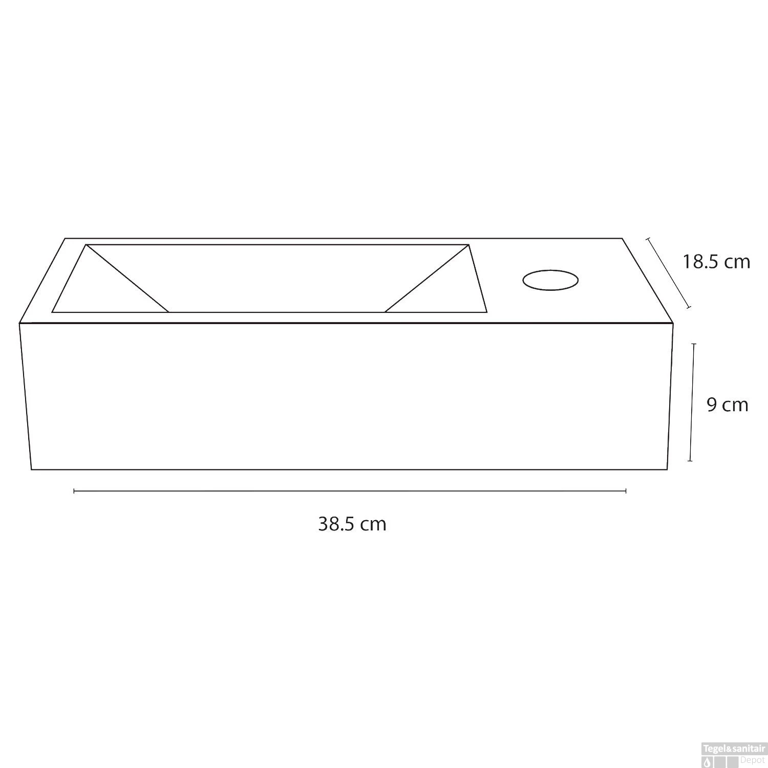 Fonteinset Differnz Ravo Beton 38.5x18.5x9 Cm Licht Grijs Met Rechte Mat Chroom - Afbeelding 6