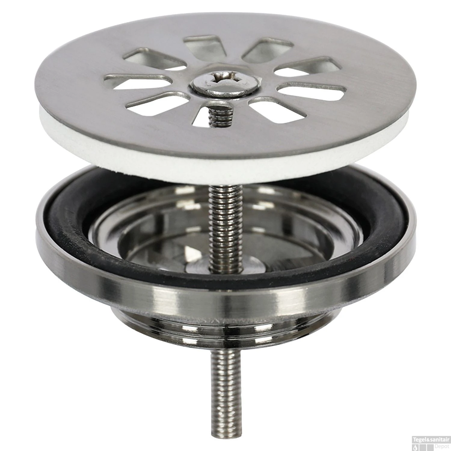 Fonteinset Differnz Ribble Natuursteen 38x18x8 Cm Zwart Met Gebogen Kraan Mat Chroom - Afbeelding 3