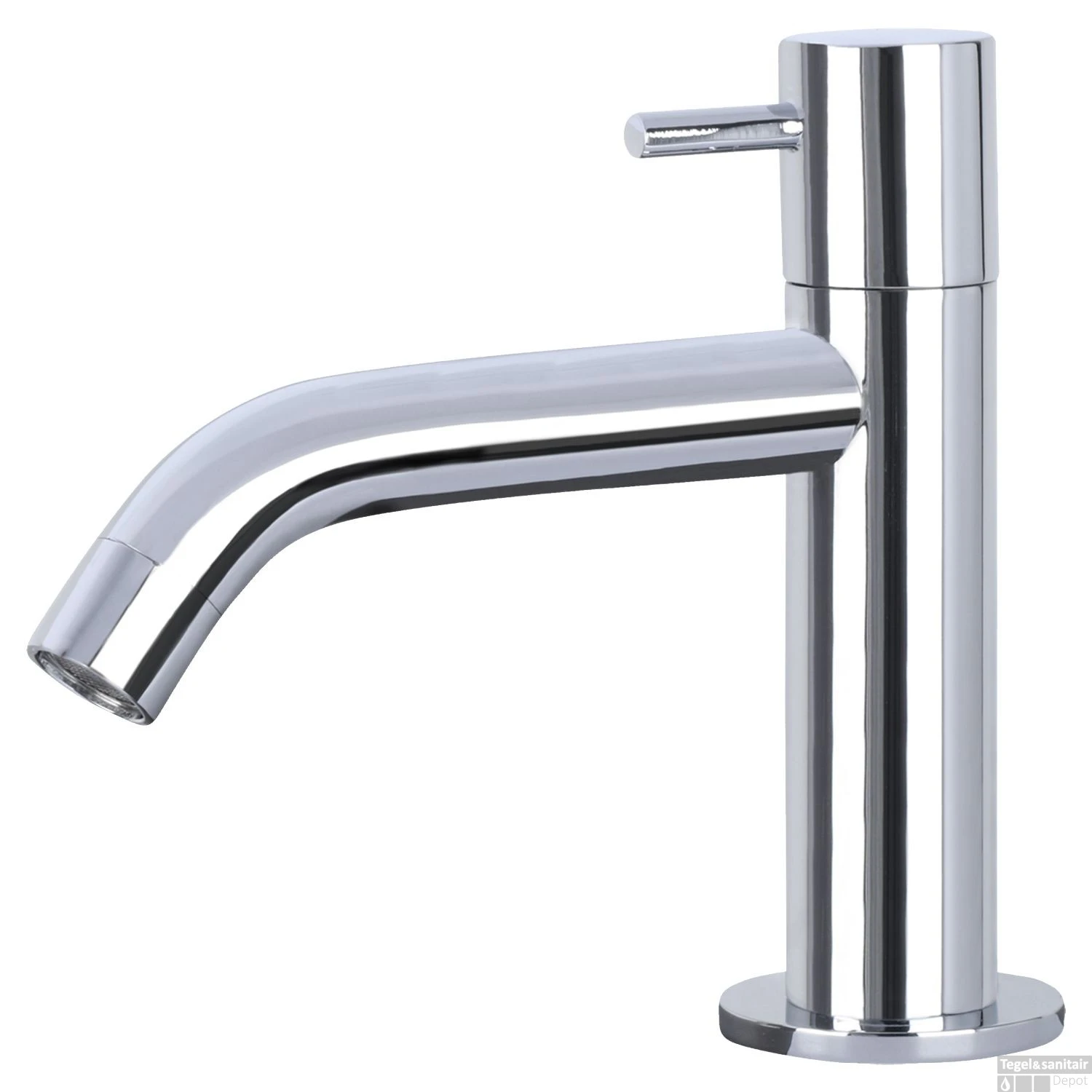 Fonteinset Differnz Solid Solid Surface 36x18.5x9 Cm Wit Met Gebogen Kraan Mat Chroom - Afbeelding 2