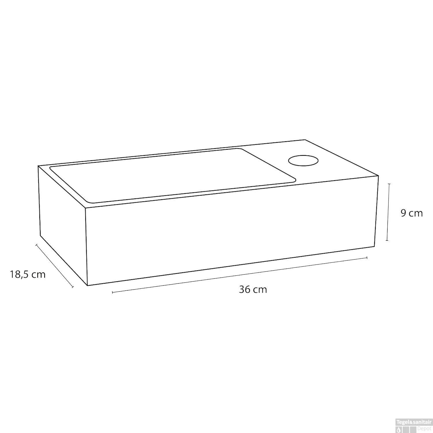 Fonteinset Differnz Solid Solid Surface 36x18.5x9 Cm Wit Met Gebogen Kraan Mat Chroom - Afbeelding 7