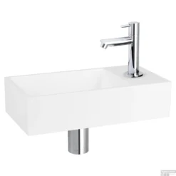 Fonteinset Differnz Solid Solid Surface 36x18.5x9 Cm Wit Met Rechte Kraan Chroom