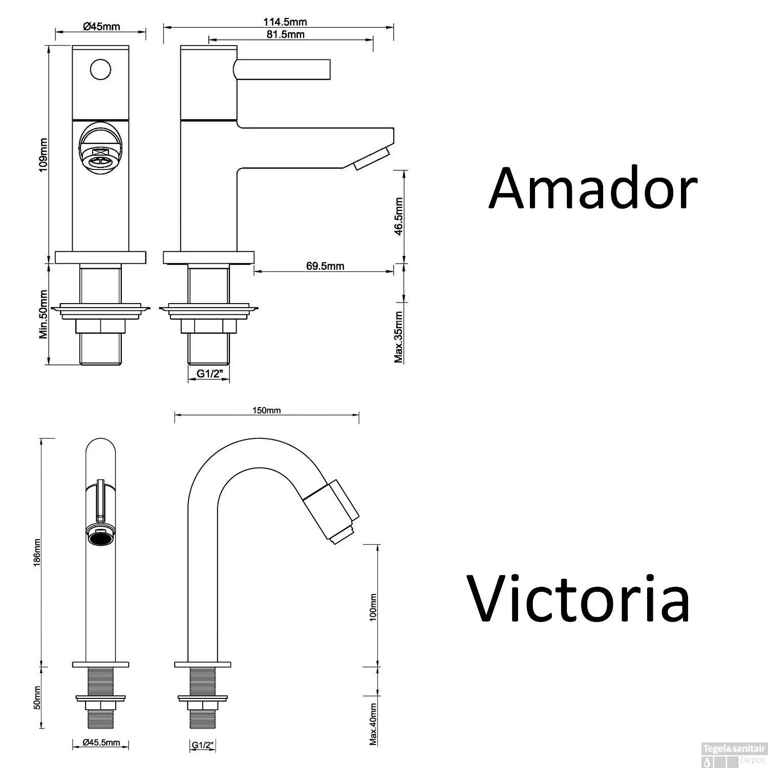 Fonteinset Carrara Marmerlook Wiesbaden Color Gun Metal (kraangat Rechts) 11 Fonteinset Carrara Marmerlook Wiesbaden Color Gun Metal (kraangat Rechts) - Afbeelding 9