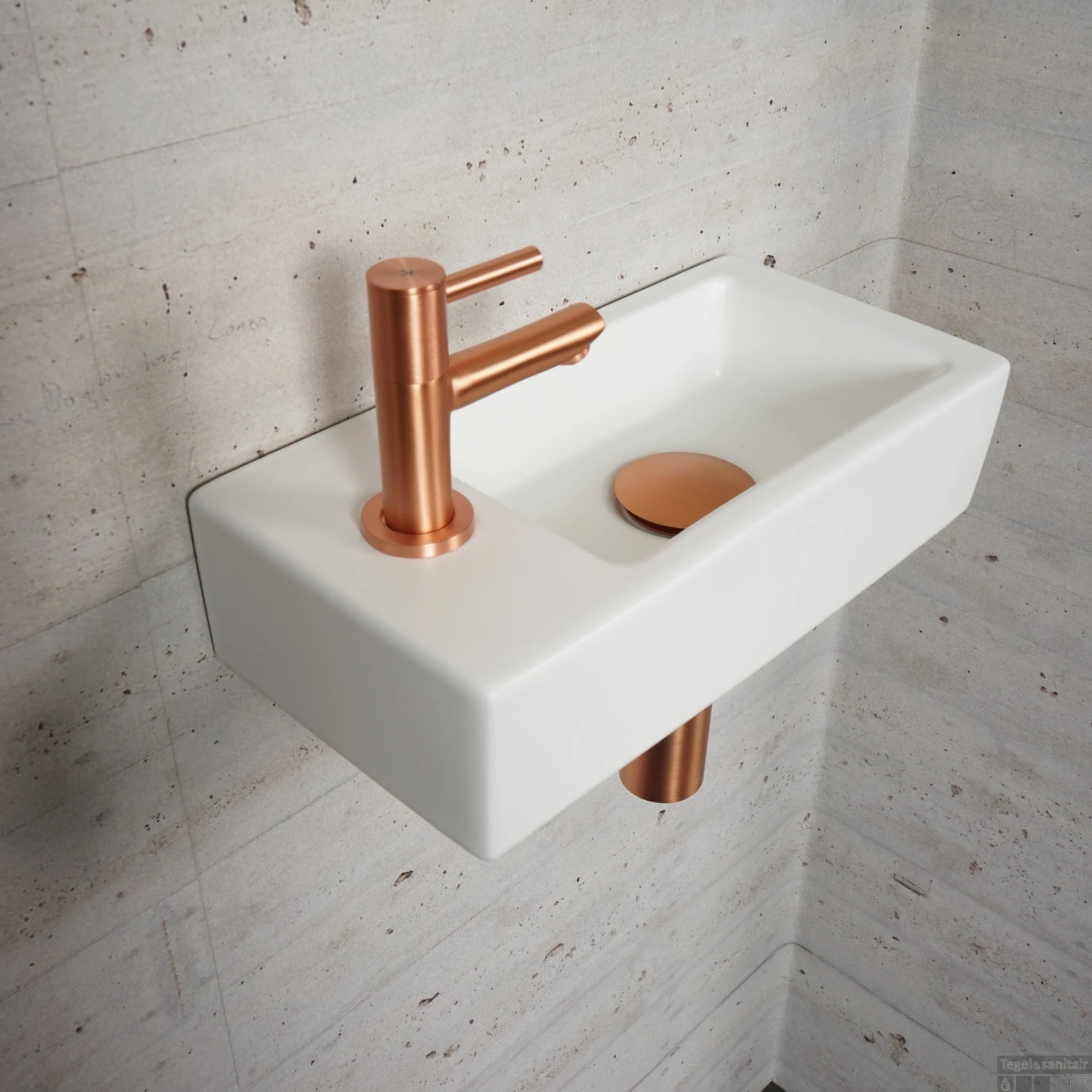 Fonteinset Mat Wit Wiesbaden Color Koper (kraangat Links) 3 Fonteinset Mat Wit Wiesbaden Color Koper (kraangat Links)