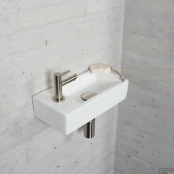 Fonteinset Mat Wit Wiesbaden Color RVS (kraangat Links) 24 Fonteinset Mat Wit Wiesbaden Color RVS (kraangat Links) -Goedkope Stijl Baden Winkel fonteinset mat wit wiesbaden rvs shop