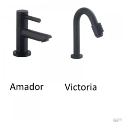 Fonteinset Carrara Marmerlook Wiesbaden Color Mat Zwart (kraangat Links) -Goedkope Stijl Baden Winkel fonteinset mat zwart 2