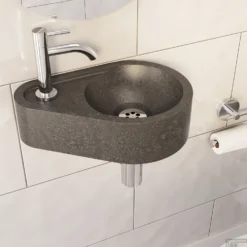 Fonteinset Natuursteen Lotus 36x25x10 Cm Traanvorm (kraangat Links) -Goedkope Stijl Baden Winkel fonteinset natuursteen lotus 36x25x10 cm traanvorm kraangat rechts sfeer