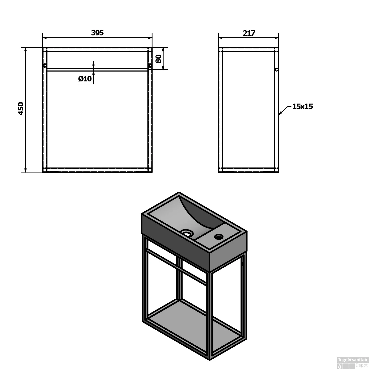 Fonteinset Sapho Crest Kraangat Rechts 40x45x22 Cm Zandsteen 6 Fonteinset Sapho Crest Kraangat Rechts 40x45x22 Cm Zandsteen - Afbeelding 4
