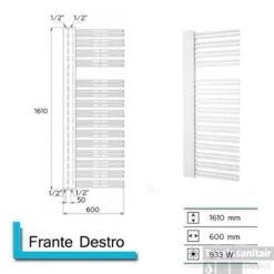 Handdoekradiator Franto Dastro 1610 X 600 Mm Pearl Grey