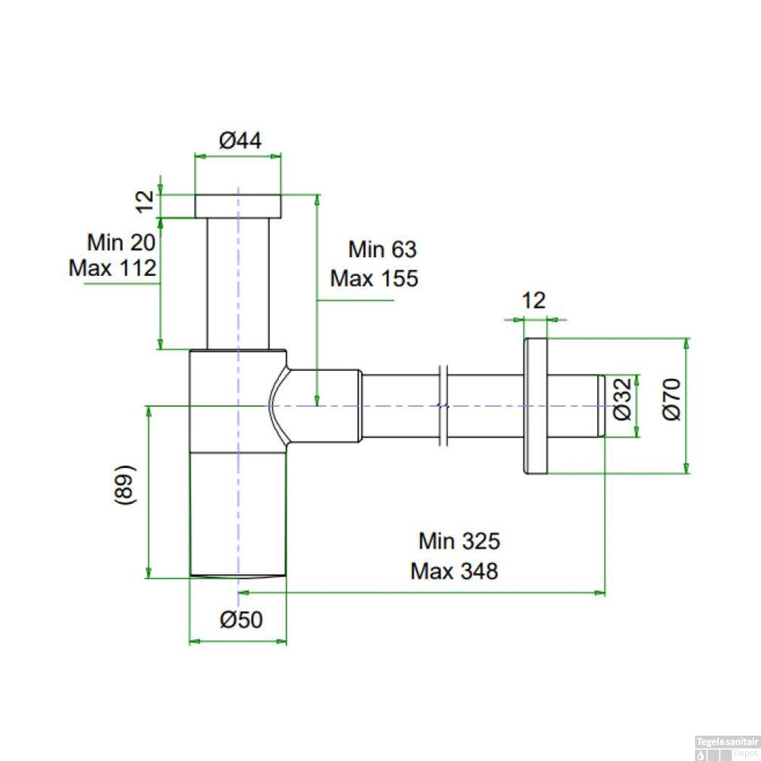 Design Sifon Lagoo Garda Universeel Messing Chroom 4 Design Sifon Lagoo Garda Universeel Messing Chroom - Afbeelding 2