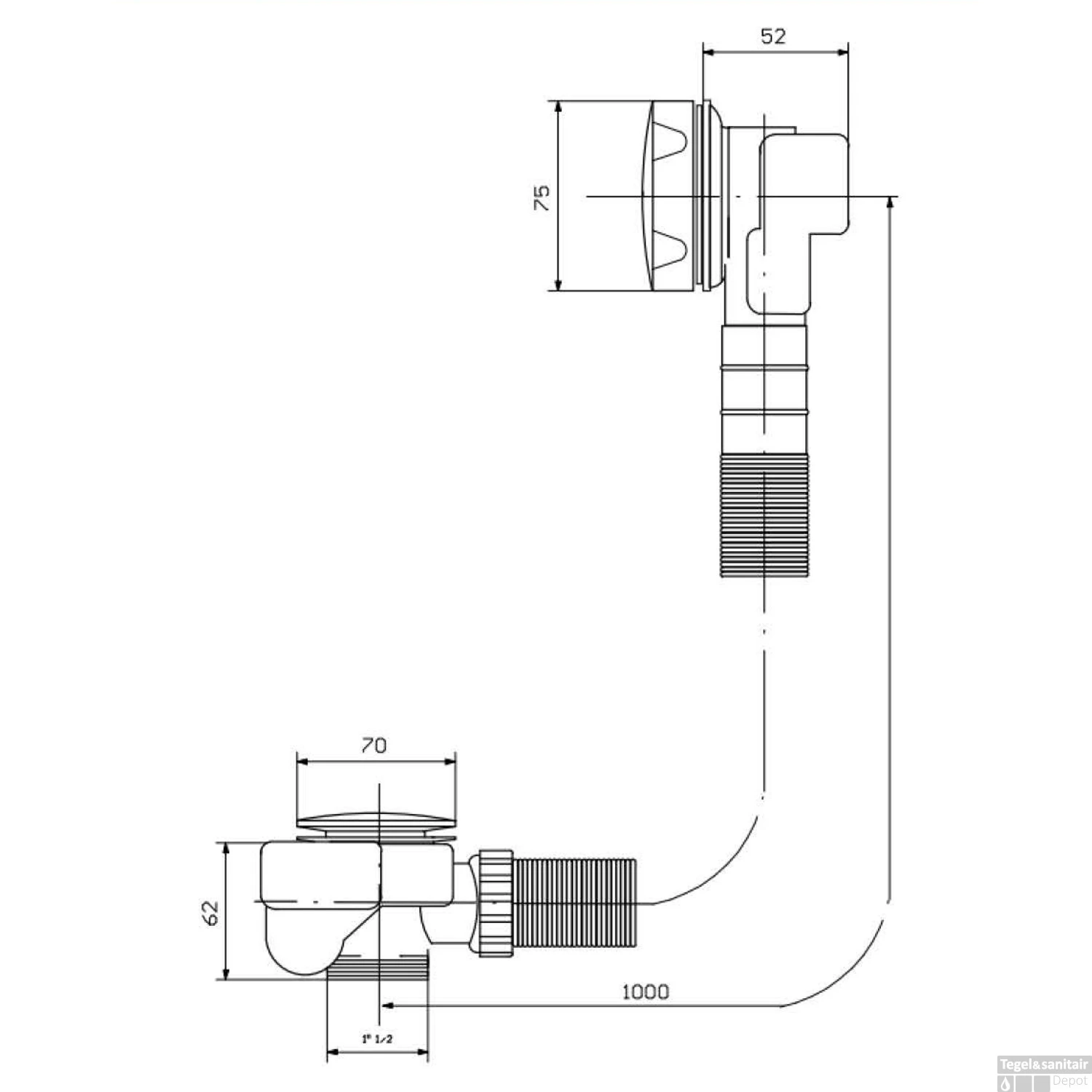 Badoverloop Lagoo Garda Vulcombinatie Met Clickplug En Sifon Messing Geborsteld Goud 4 Badoverloop Lagoo Garda Vulcombinatie Met Clickplug En Sifon Messing Geborsteld Goud - Afbeelding 2