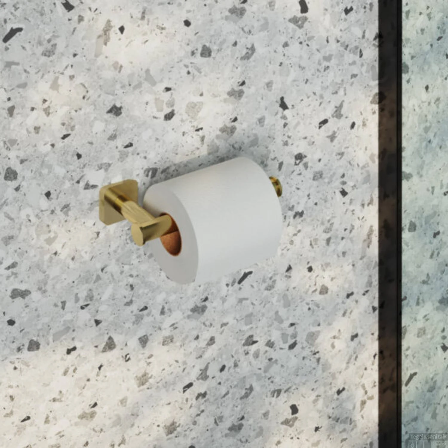 Toiletrolhouder Hotbath Gal Geborsteld Messing PVD 4 Toiletrolhouder Hotbath Gal Geborsteld Messing PVD - Afbeelding 2