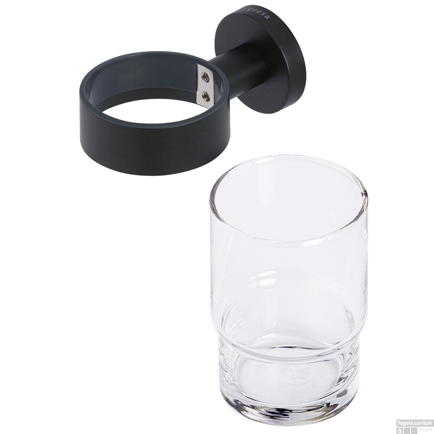 Glashouder Geesa Nemox Met Glas Zwart 4 Glashouder Geesa Nemox Met Glas Zwart - Afbeelding 2