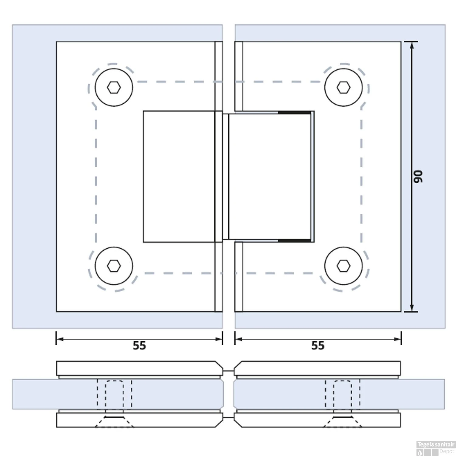Glasscharnier Just Creating 180 Graden 1 Stuks T.b.v. W2 Chroom 4 Glasscharnier Just Creating 180 Graden 1 Stuks T.b.v. W2 Chroom - Afbeelding 2