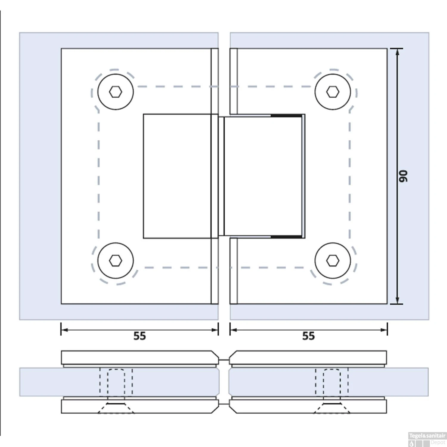 Glasscharnier Just Creating 180° 2 Stuks T.b.v. W2 Koper - Afbeelding 2