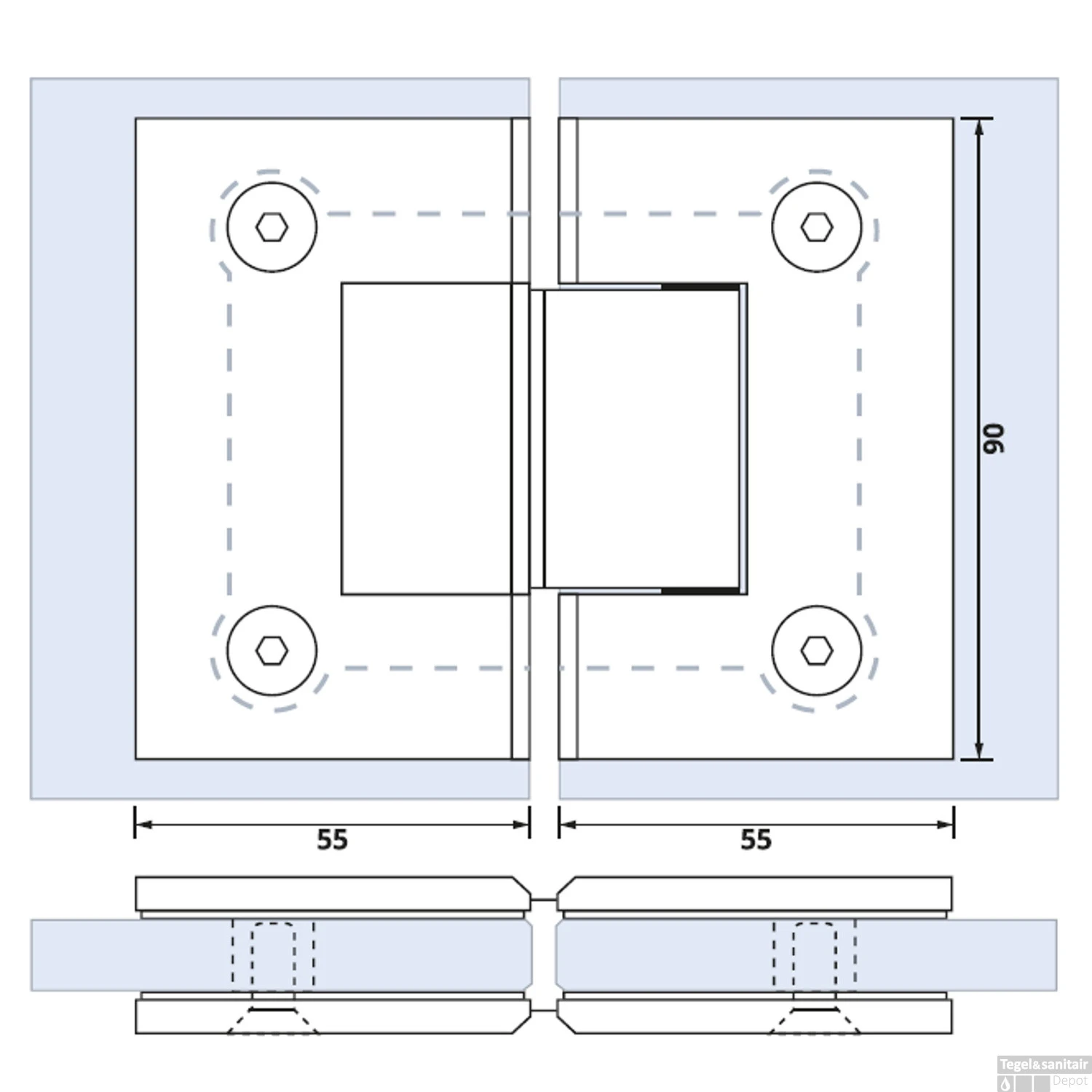 Glasscharnier Just Creating 180 Graden 1 Stuks T.b.v. W2 RVS 4 Glasscharnier Just Creating 180 Graden 1 Stuks T.b.v. W2 RVS - Afbeelding 2