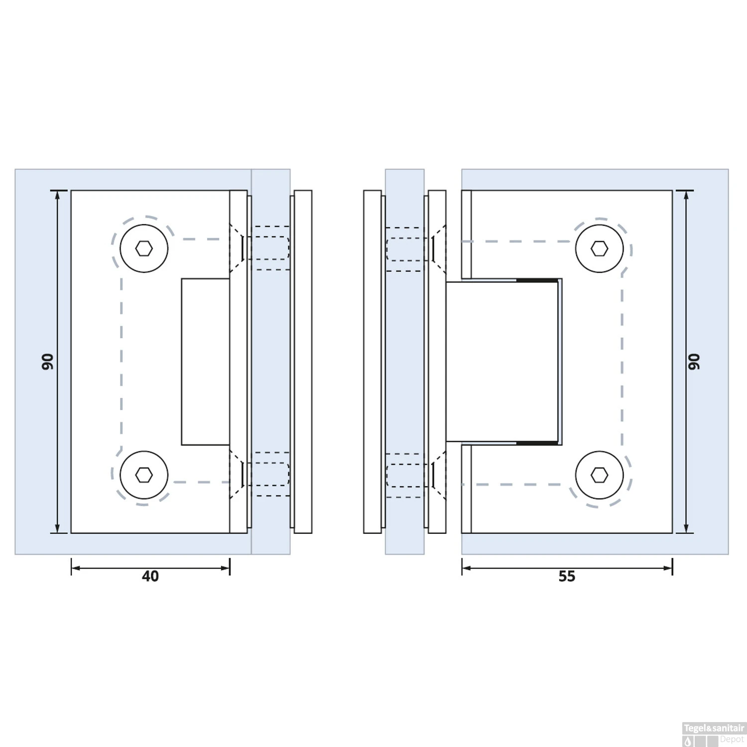Glasscharnier Just Creating 90 Graden 2 Stuks T.b.v. W2 Chroom 4 Glasscharnier Just Creating 90 Graden 2 Stuks T.b.v. W2 Chroom - Afbeelding 2