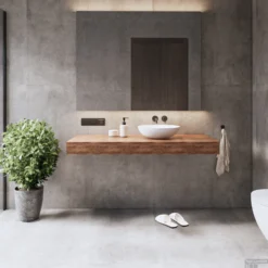 Wastafelblad Gliss Design Topdek 120x46 Cm Oak Cognac Incl. 4 Ophangbeugels