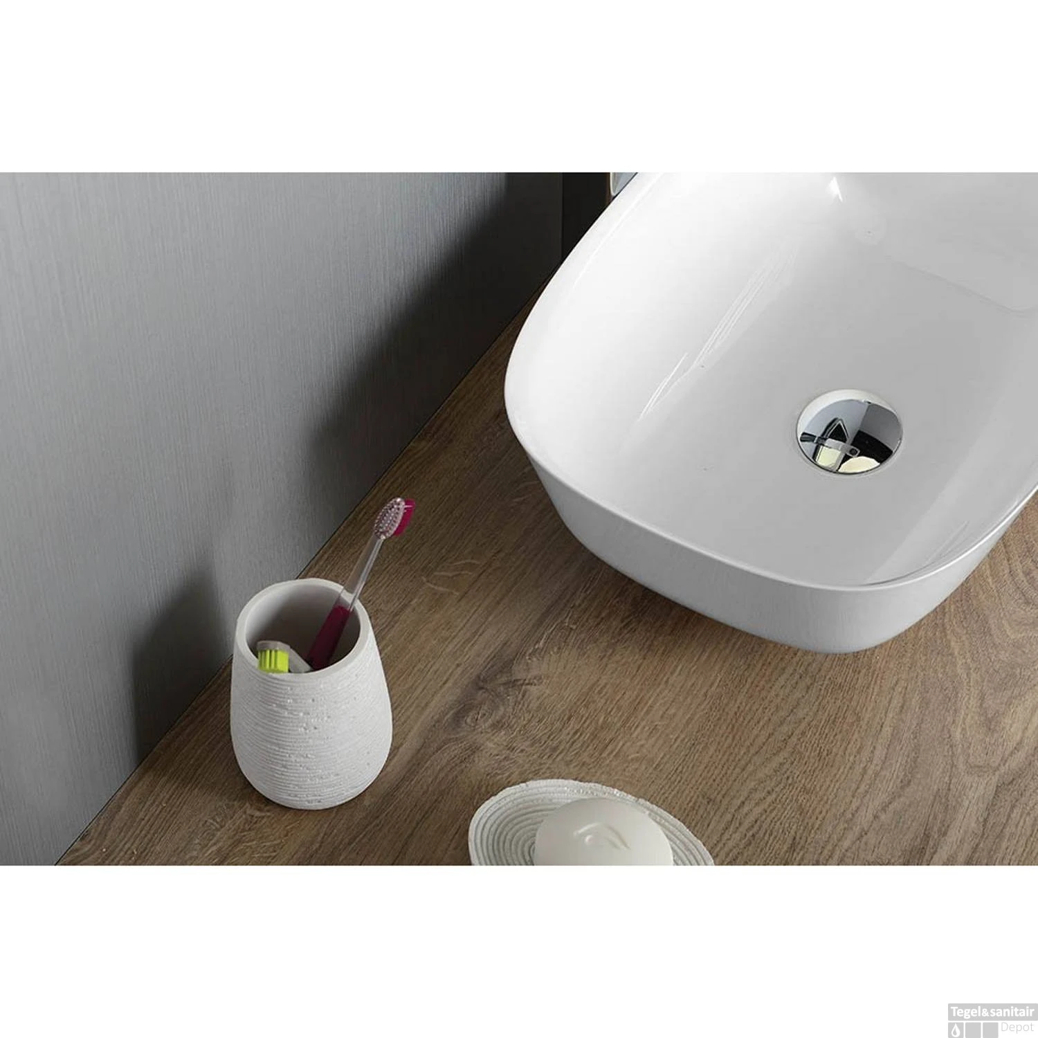 Tandenborstelhouder Sapho Gemini Vrijstaand 11.1x8.7 Cm Polyresin Wit 4 Tandenborstelhouder Sapho Gemini Vrijstaand 11.1x8.7 Cm Polyresin Wit - Afbeelding 2