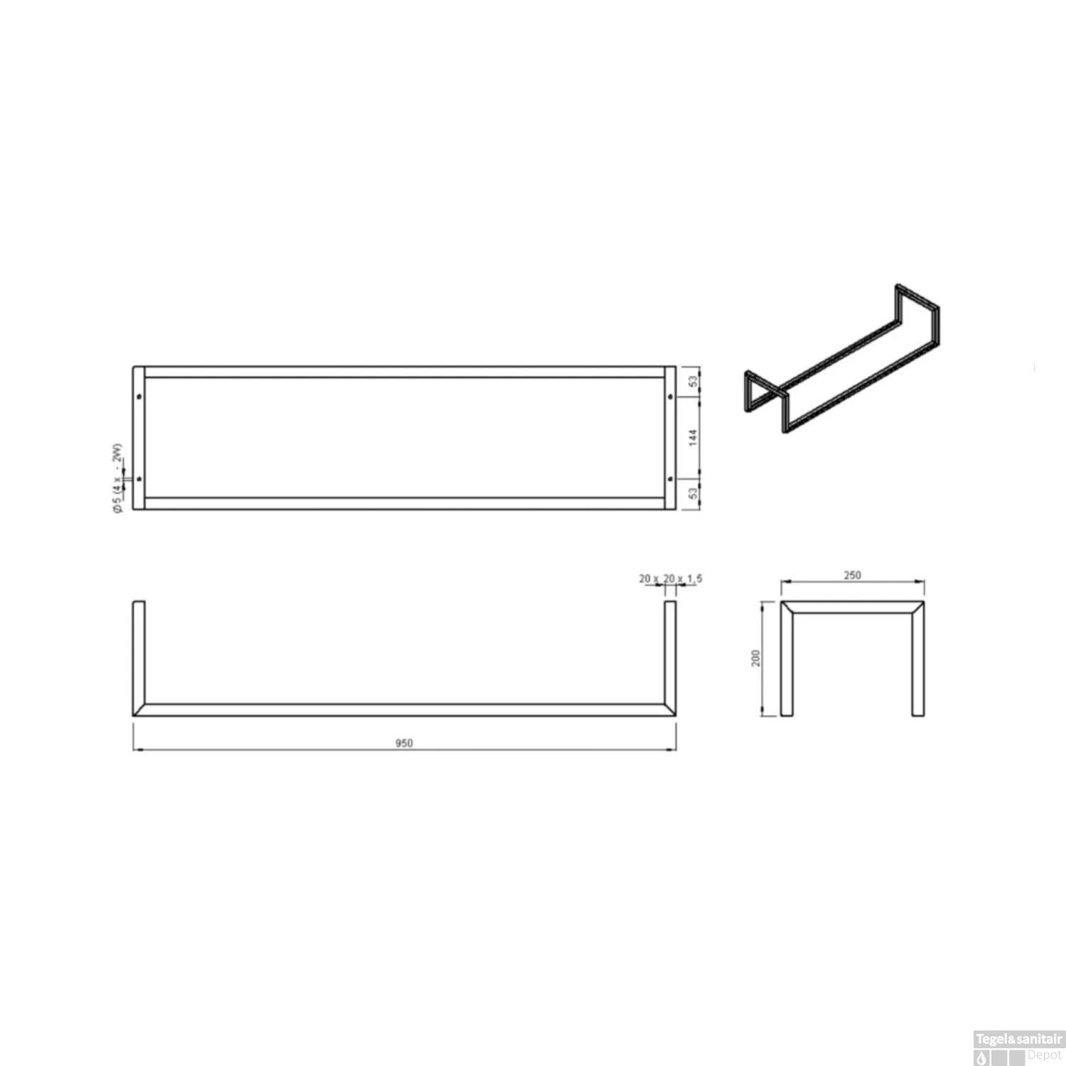 BWS Handdoekenrek Industrieel | 95x25x20cm | Black Chrome 10 BWS Handdoekenrek Industrieel | 95x25x20cm | Black Chrome - Afbeelding 8