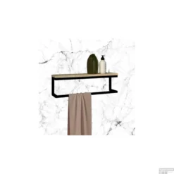 Handdoekenrek Sanilux 60x15x15cm Staal Mat Zwart -Goedkope Stijl Baden Winkel handdoekenrek sanilux 60x15x15cm staal mat zwart detail