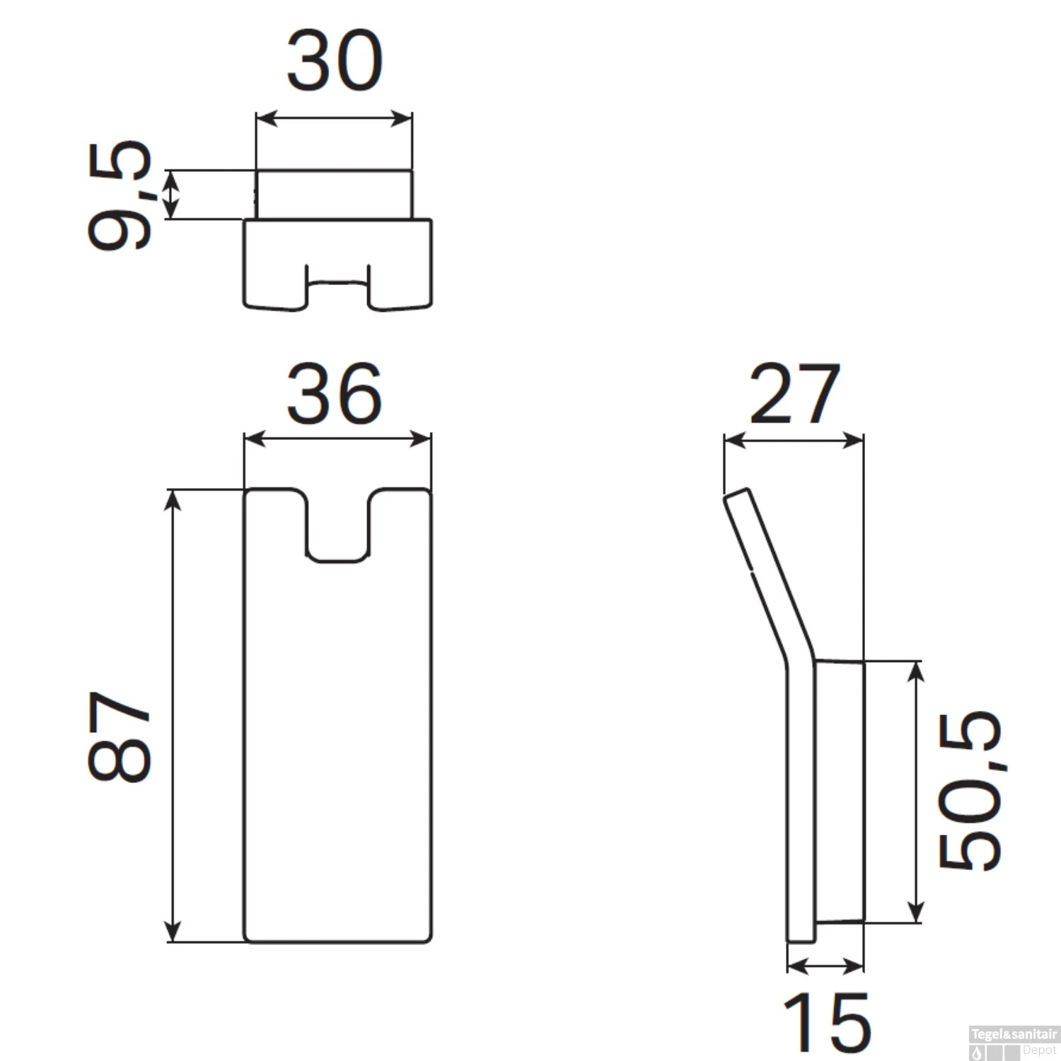 Handdoekhaak Haceka Aline Dubbel Mat Grijs 4 Handdoekhaak Haceka Aline Dubbel Mat Grijs - Afbeelding 2