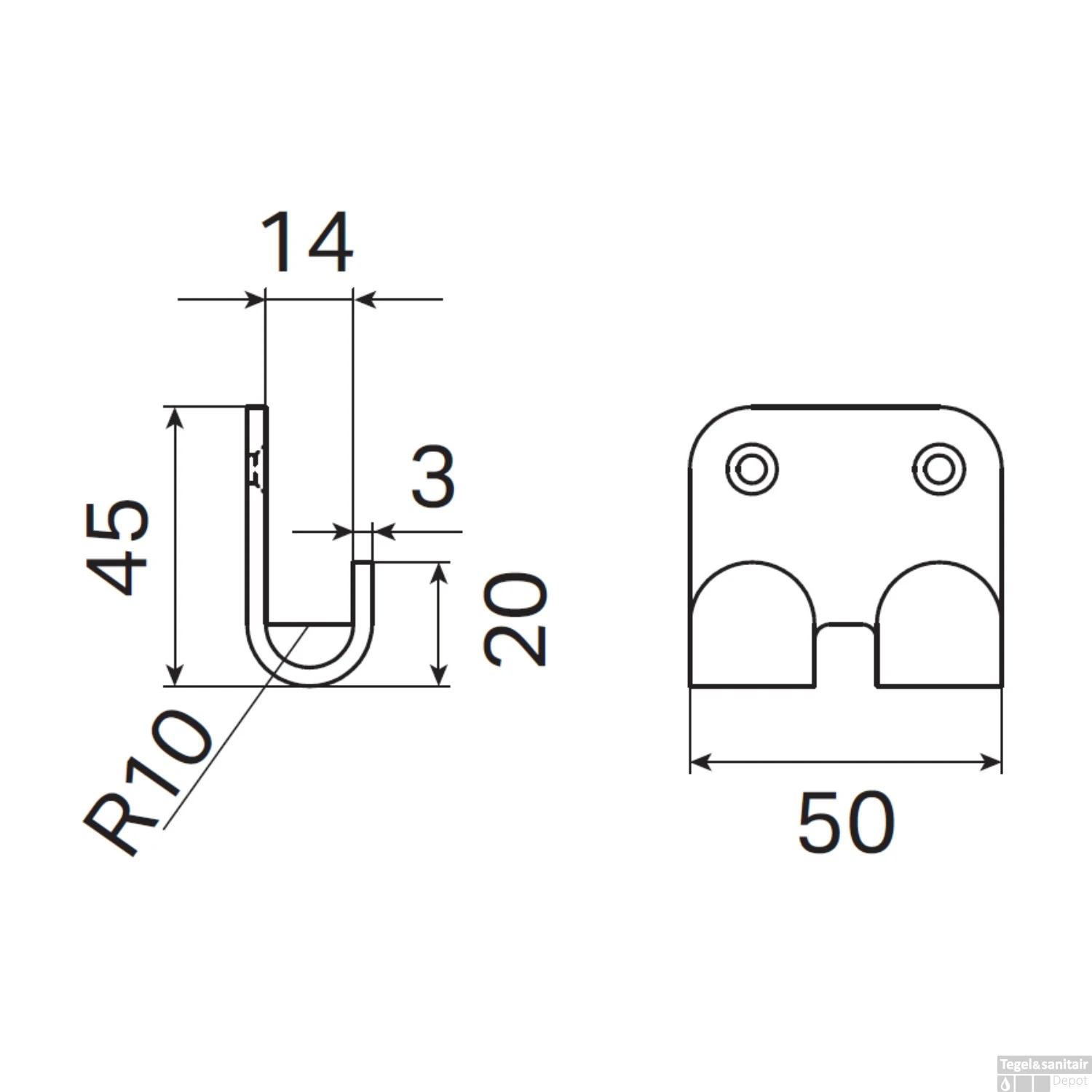 Handdoekhaak Haceka Ixi Dubbel Voor Inloopdouche Mat Zwart 4 Handdoekhaak Haceka Ixi Dubbel Voor Inloopdouche Mat Zwart - Afbeelding 2