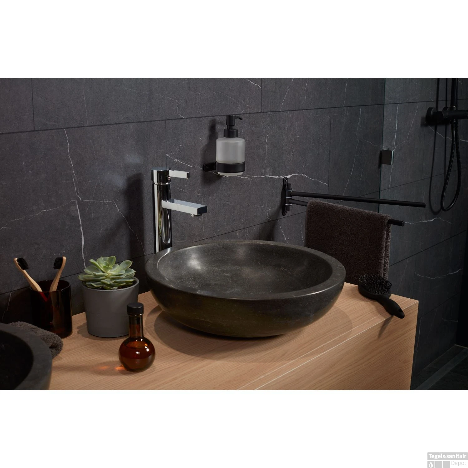 Handdoekhouder Haceka Ixi Dubbel Draaibaar 39 Cm Mat Zwart 4 Handdoekhouder Haceka Ixi Dubbel Draaibaar 39 Cm Mat Zwart - Afbeelding 2