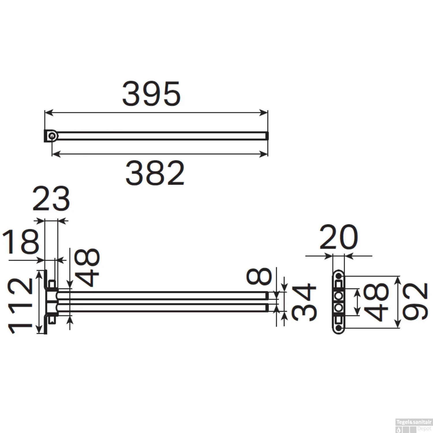 Handdoekhouder Haceka Ixi Dubbel Draaibaar 39 Cm Mat Zwart 5 Handdoekhouder Haceka Ixi Dubbel Draaibaar 39 Cm Mat Zwart - Afbeelding 3