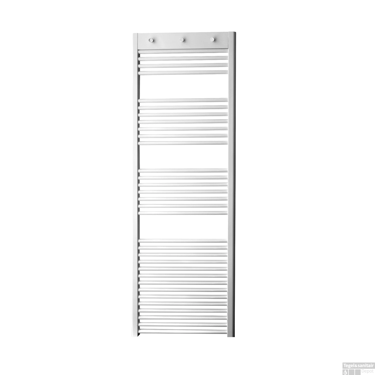 Handdoekhouder Paneel Sanicare 52x9x3 Cm Wit Met 3 Chromen Handdoekknoppen 4 Handdoekhouder Paneel Sanicare 52x9x3 Cm Wit Met 3 Chromen Handdoekknoppen - Afbeelding 2