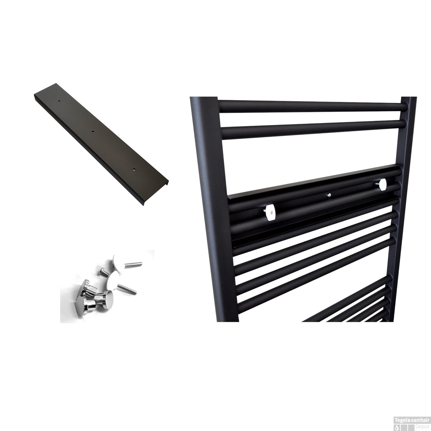 Handdoekhouder Paneel Sanicare 52x9x3 Cm Wit Met 3 Chromen Handdoekknoppen 5 Handdoekhouder Paneel Sanicare 52x9x3 Cm Wit Met 3 Chromen Handdoekknoppen - Afbeelding 3