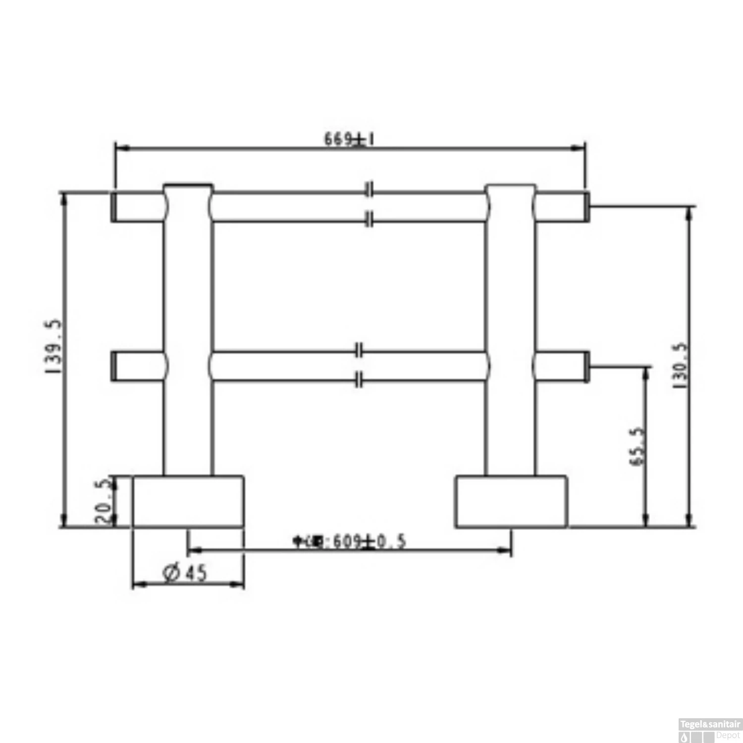 Handdoekhouder Plieger Murcia Dubbel 60cm Inox 4 Handdoekhouder Plieger Murcia Dubbel 60cm Inox - Afbeelding 2