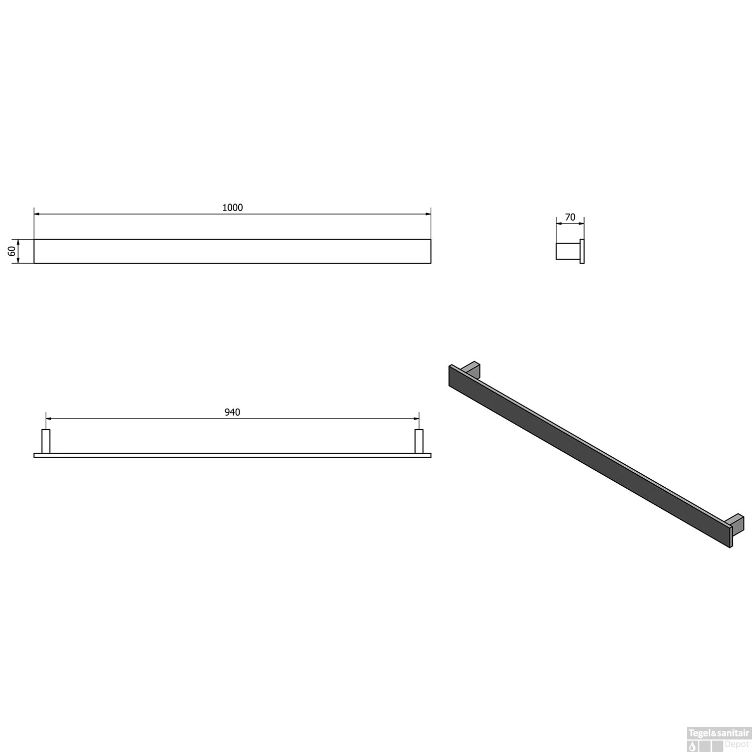 Handdoekhouder Sapho Patron 100x6 Cm Wit 6 Handdoekhouder Sapho Patron 100x6 Cm Wit - Afbeelding 4
