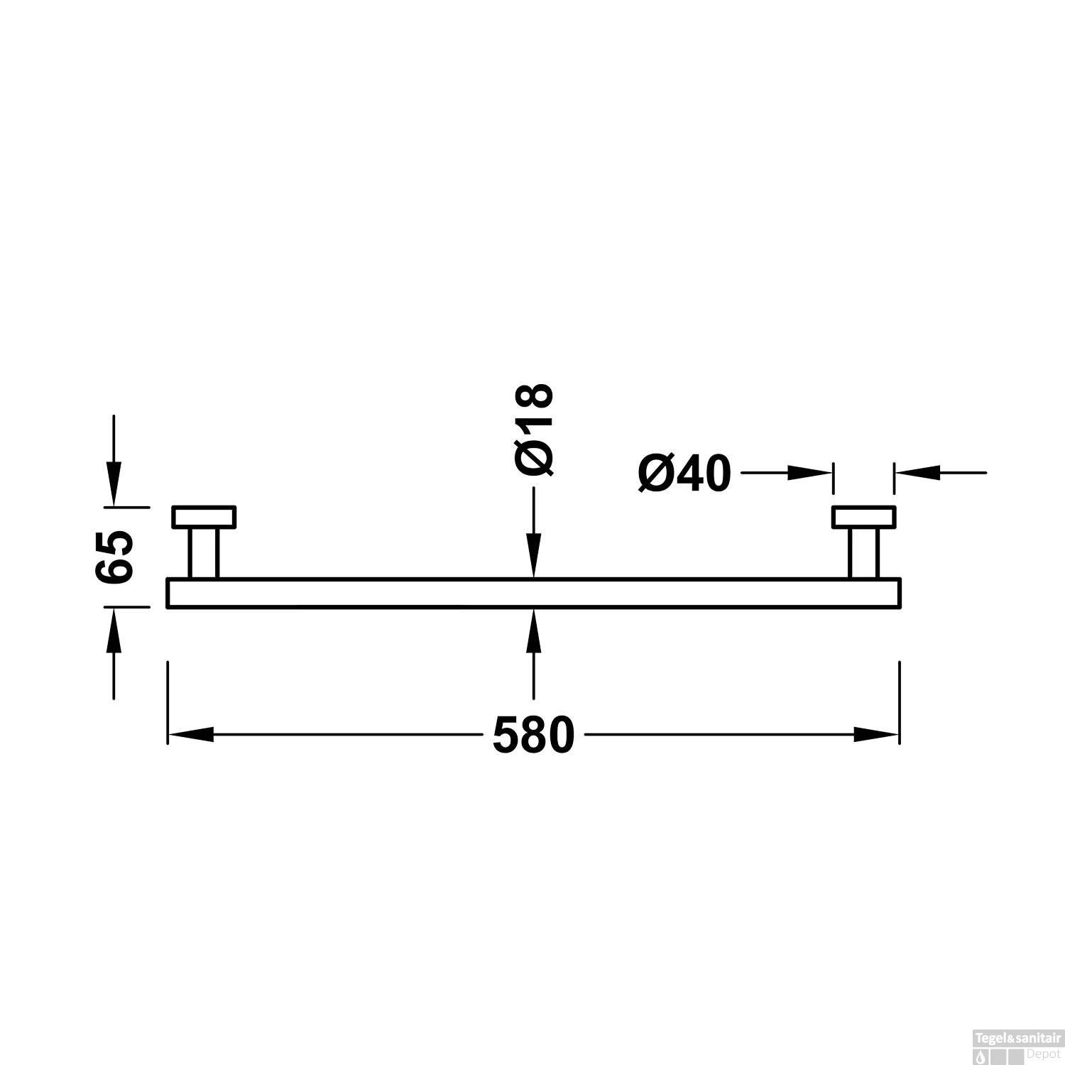 Handdoekhouder Tres Max 58 Cm Mat Zwart 4 Handdoekhouder Tres Max 58 Cm Mat Zwart - Afbeelding 2