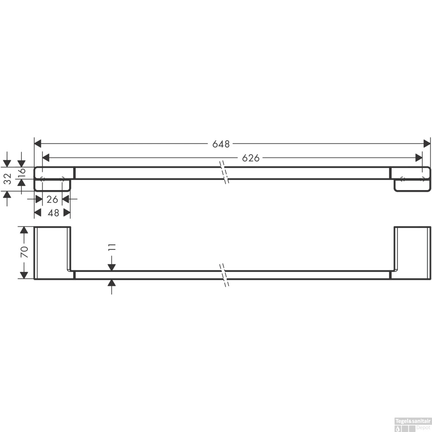 Handdoekrek AddStoris HansGrohe 64,8 Cm Mat Zwart 5 Handdoekrek AddStoris HansGrohe 64,8 Cm Mat Zwart - Afbeelding 3
