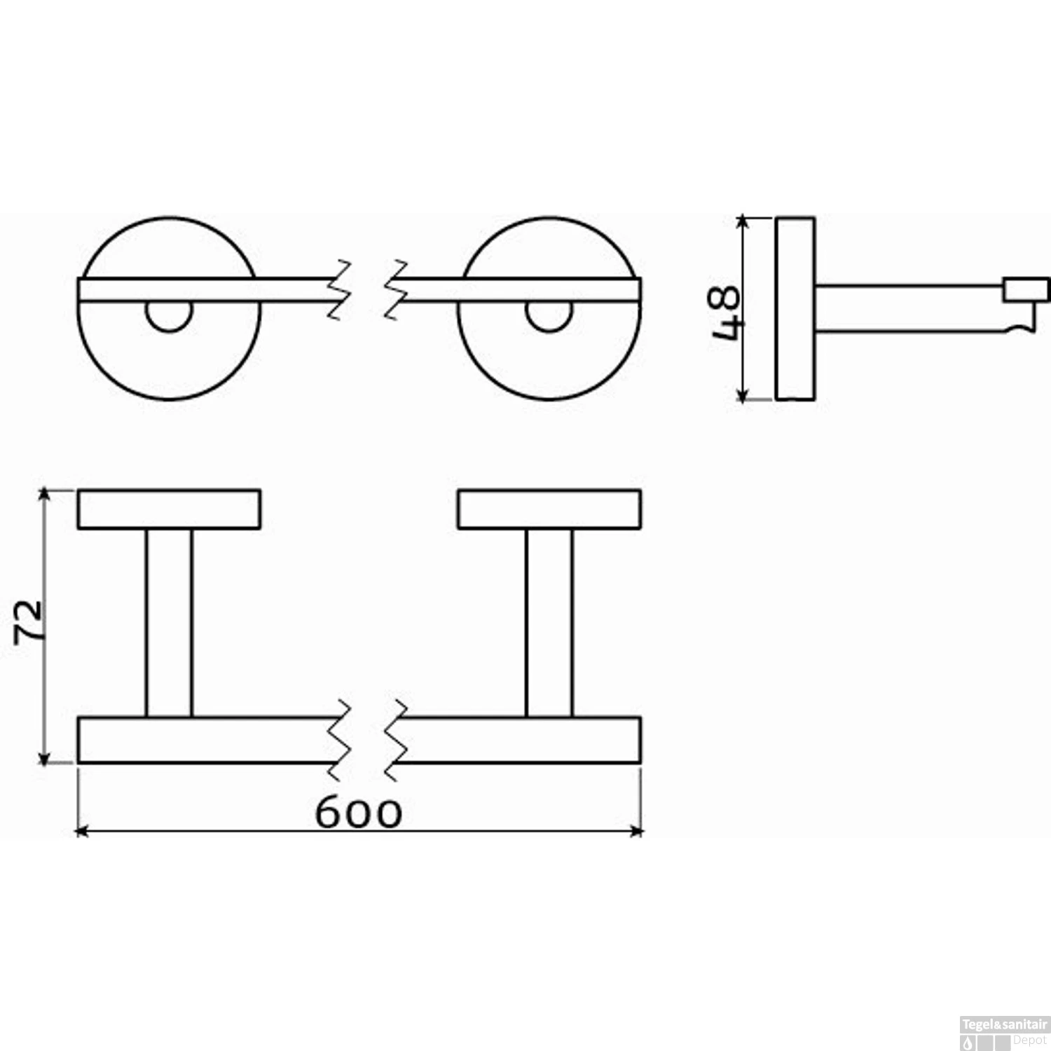 Handdoekrek Clou Flat 60cm Chroom 5 Handdoekrek Clou Flat 60cm Chroom - Afbeelding 3