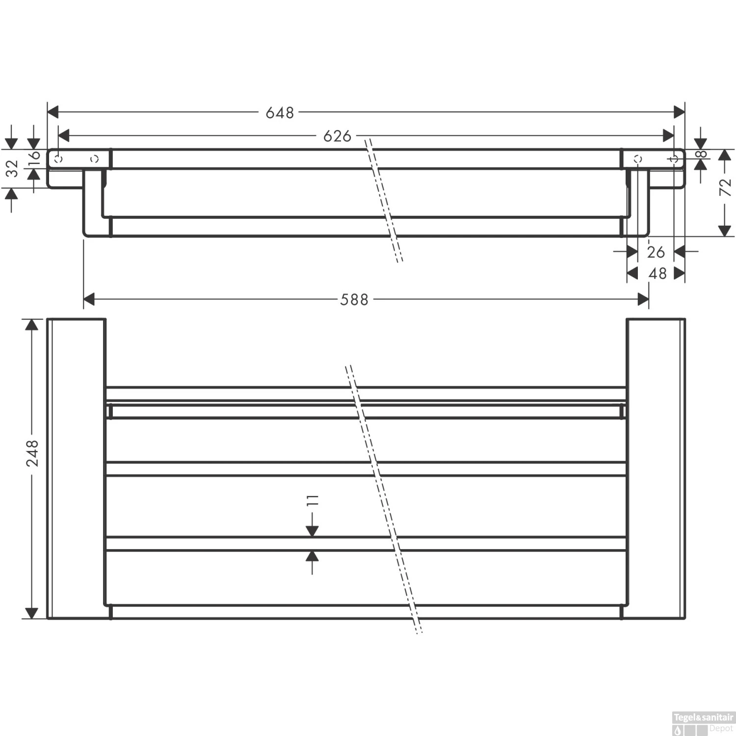 Handdoekrek Met Handdoekhouder HansGrohe AddStoris Geborsteld Zwart Chroom 4 Handdoekrek Met Handdoekhouder HansGrohe AddStoris Geborsteld Zwart Chroom - Afbeelding 2