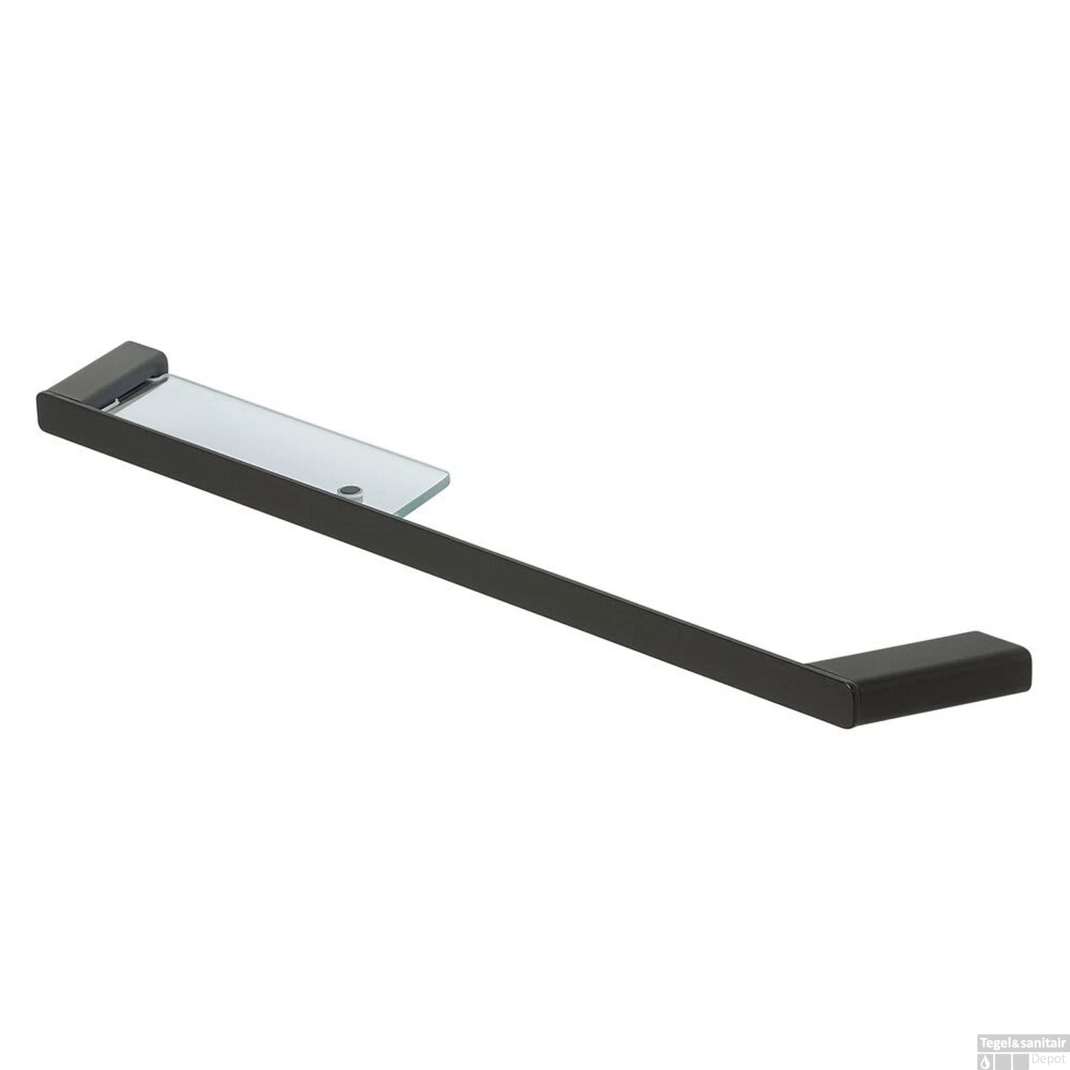 Handdoekrek Met Planchet Geesa Shift Zwart Met Transparant Glas 3 Handdoekrek Met Planchet Geesa Shift Zwart Met Transparant Glas