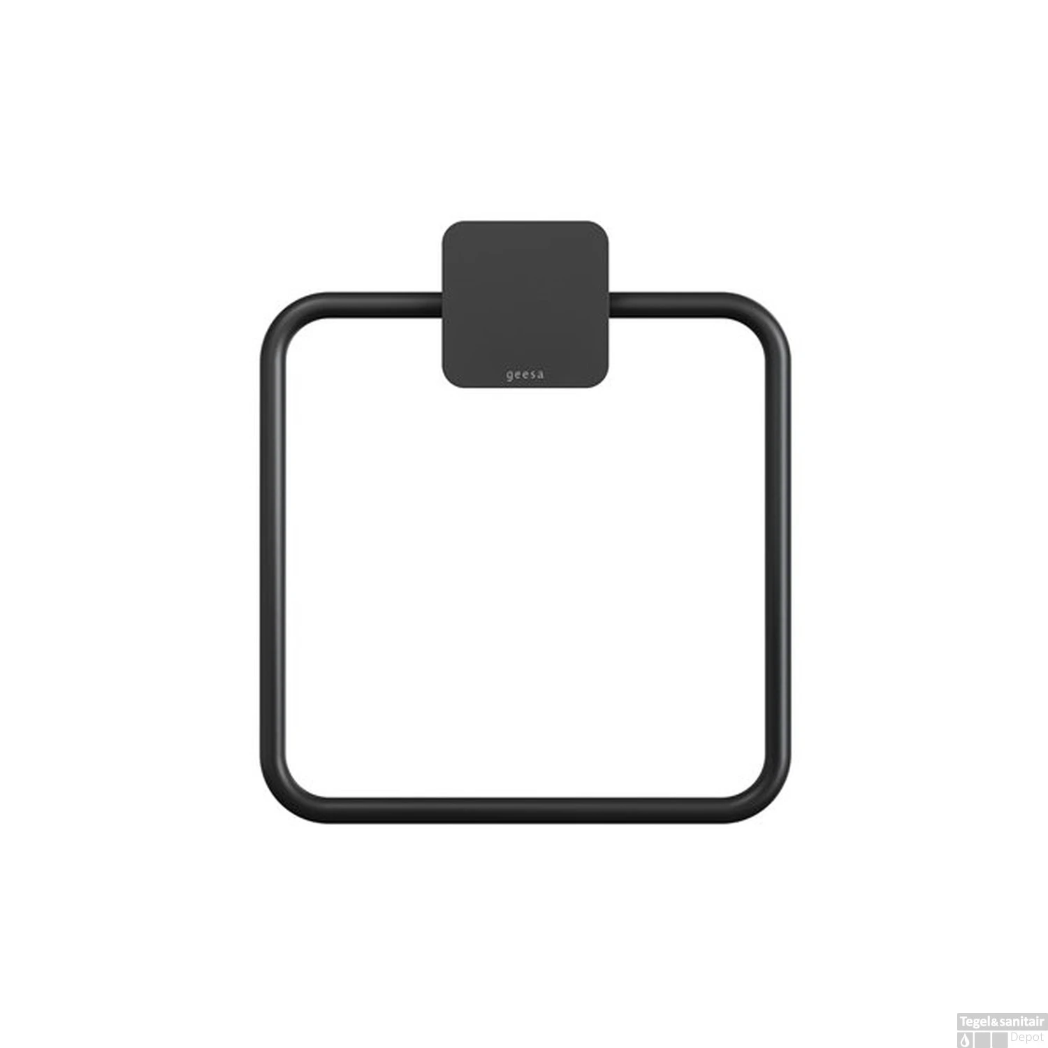 Handdoekring Geesa Topaz Vierkant Minimalistisch Mat Zwart 4 Handdoekring Geesa Topaz Vierkant Minimalistisch Mat Zwart - Afbeelding 2