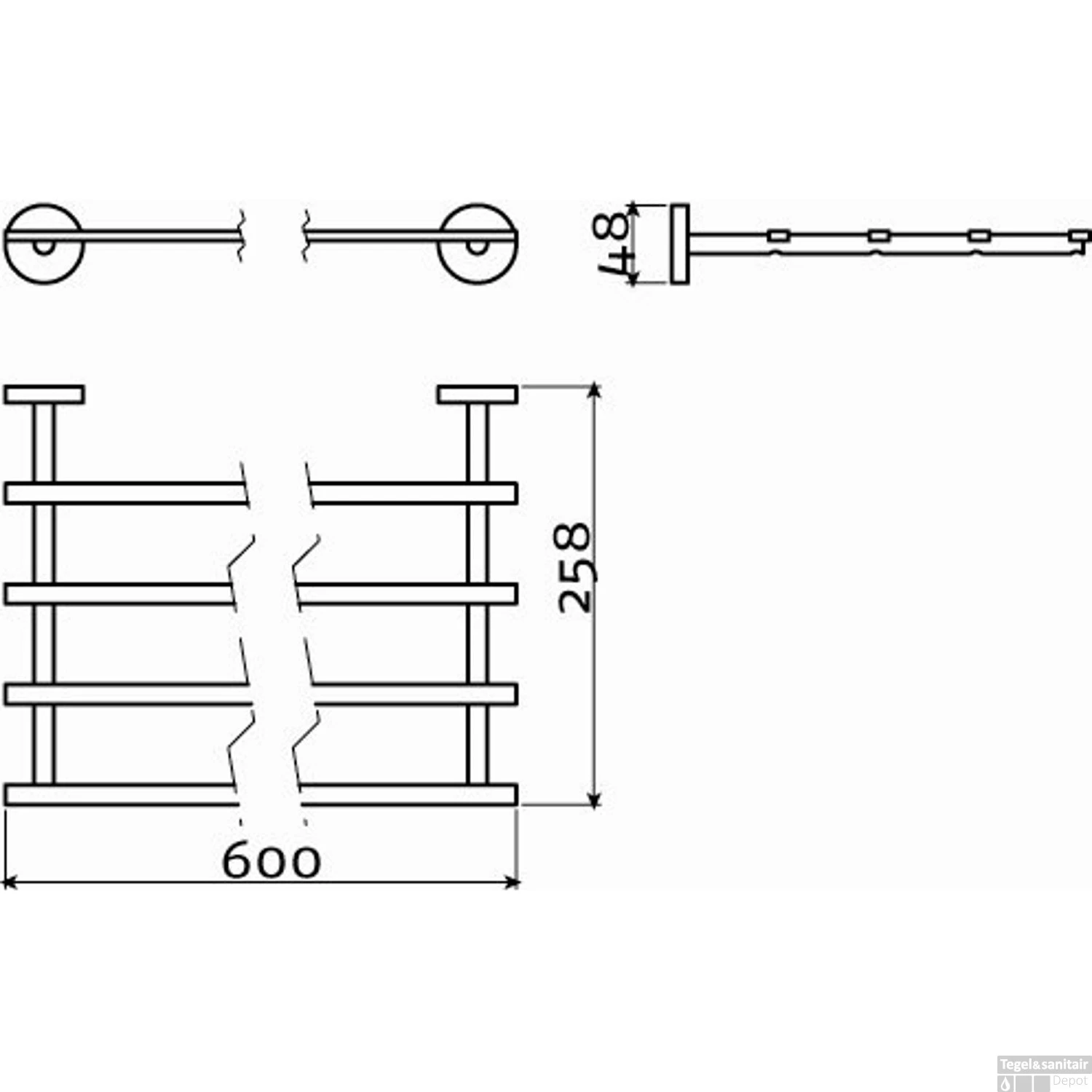 Handdoekstapelrek Clou Flat 60cm Chroom 5 Handdoekstapelrek Clou Flat 60cm Chroom - Afbeelding 3
