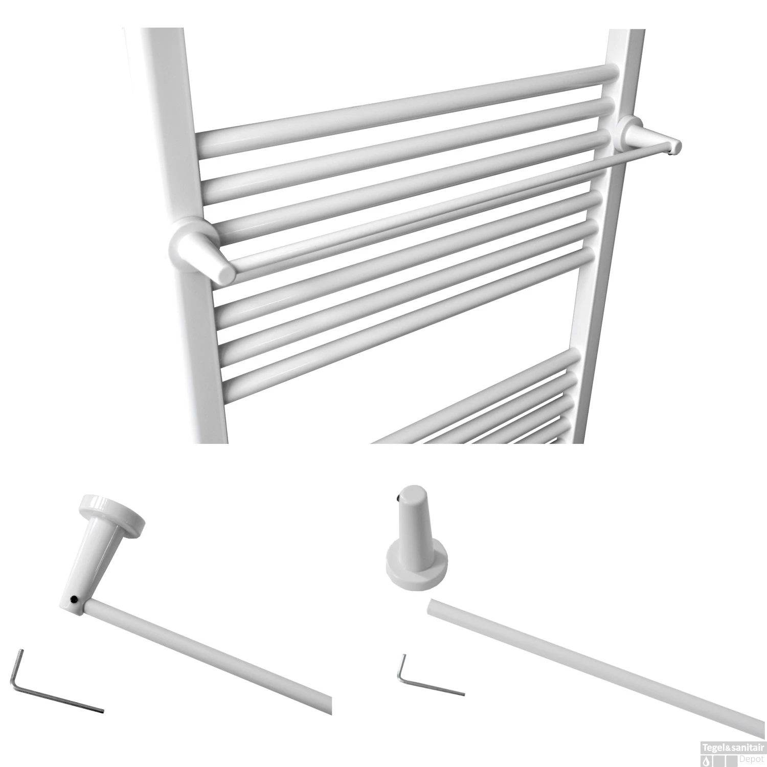 Handdoekhouder Sanicare Magnetisch Inkortbaar 60cm Rond Zwart 4 Handdoekhouder Sanicare Magnetisch Inkortbaar 60cm Rond Zwart - Afbeelding 2