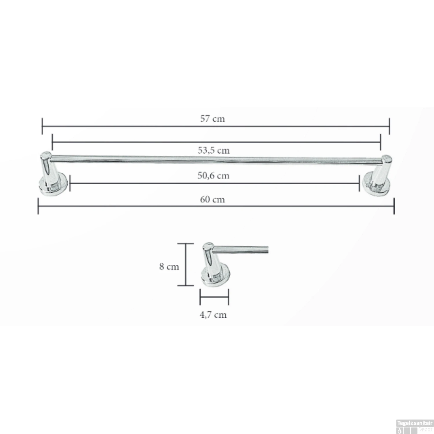 Handdoekhouder Sanicare Magnetisch Inkortbaar 60cm Rond Zwart 5 Handdoekhouder Sanicare Magnetisch Inkortbaar 60cm Rond Zwart - Afbeelding 3