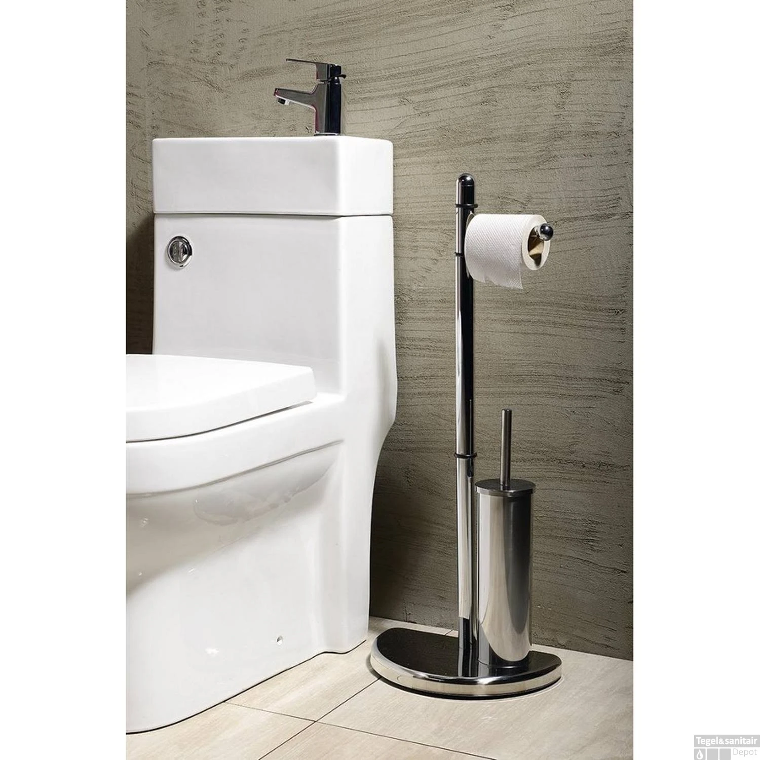 Toiletborstelhouder Sapho Hibiscus Vrijstaand Met Toiletrolhouder Chroom 4 Toiletborstelhouder Sapho Hibiscus Vrijstaand Met Toiletrolhouder Chroom - Afbeelding 2