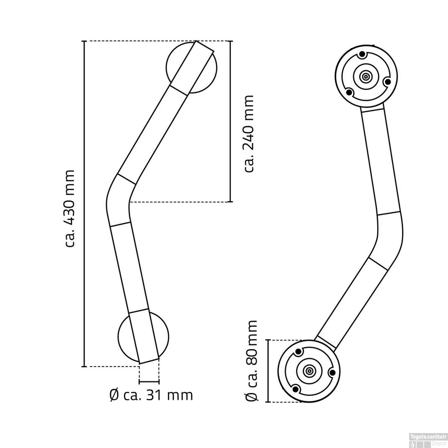 Hoekbadgreep Met Antislip Wiesbaden Ridder Ken 43 Cm Chroom 4 Hoekbadgreep Met Antislip Wiesbaden Ridder Ken 43 Cm Chroom - Afbeelding 2