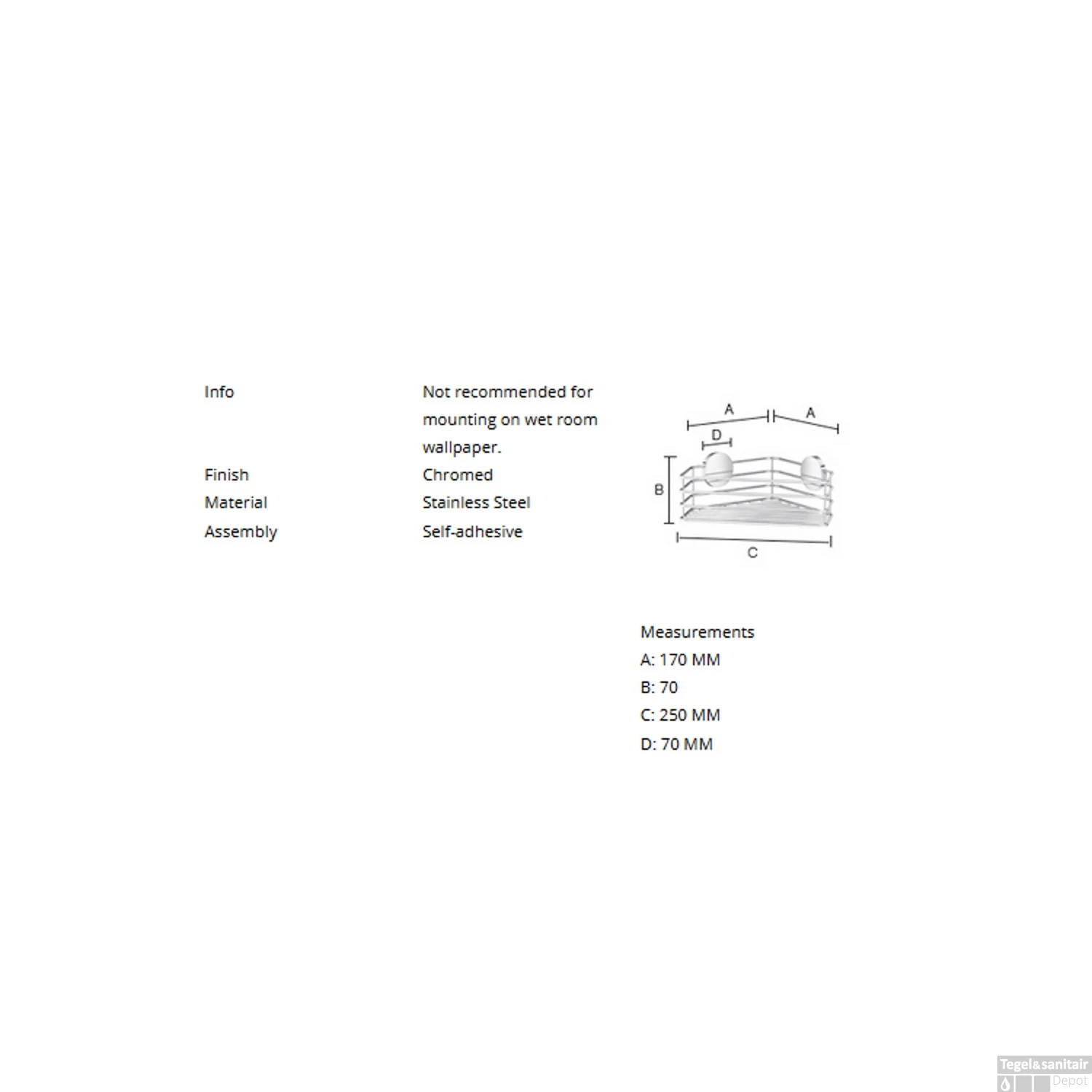 Hoekdraadkorf Smedbo Zelfklevend 25x17x7 Cm Chroom 4 Hoekdraadkorf Smedbo Zelfklevend 25x17x7 Cm Chroom - Afbeelding 2