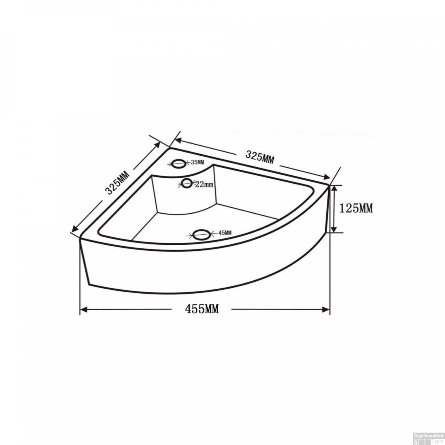 Hoekfontein Differnz Hera 12.5x32x32 Cm Keramiek Wit 5 Hoekfontein Differnz Hera 12.5x32x32 Cm Keramiek Wit - Afbeelding 3