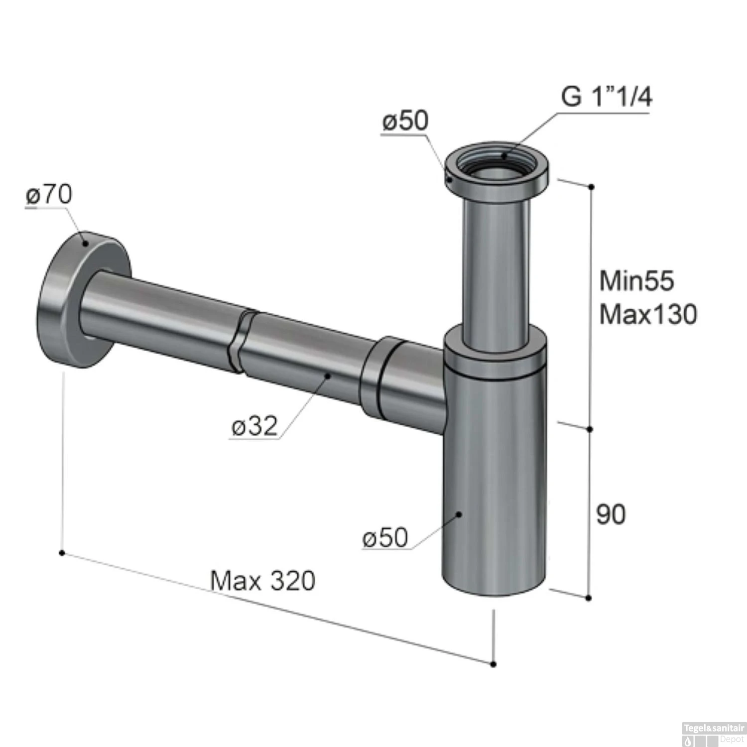 Hotbath Archie Design Sifon Universeel Rond RVS 316 AR035IX 4 Hotbath Archie Design Sifon Universeel Rond RVS 316 AR035IX - Afbeelding 2